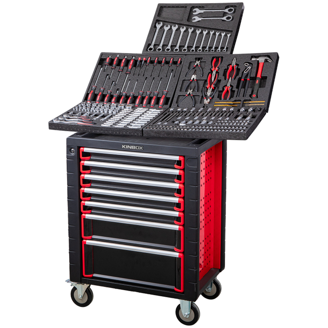 Kinbox 232 PCS EPS Tray 7-Drawer Pro Trolley Durable Versatile Tool Set for DIY/pro Use