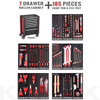 Kinbox Tool Box Roller Cabinet With 185pcs Tools for Garage