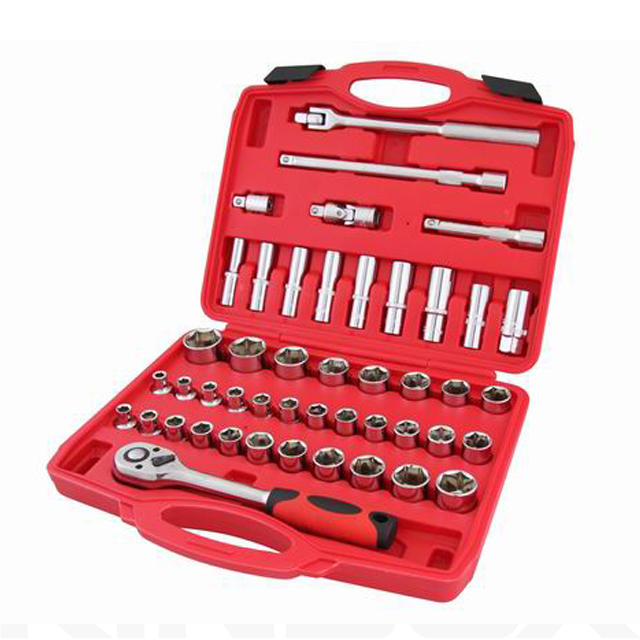 46PCS 1/2"DR.Socket Wrench Set Mobile Repair Tool Box for Mainte