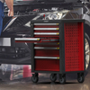 Multi functional storage car with 7-drawer rolling tool cabinet and tools organized by home garage tools