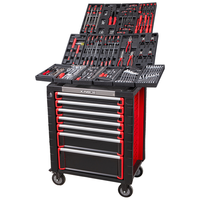 Kinbox 248 Piece BMC Tray Professional Handcart Durable Multifunctional Tool Kit, Upgraded Metal Panel, Supports Customization