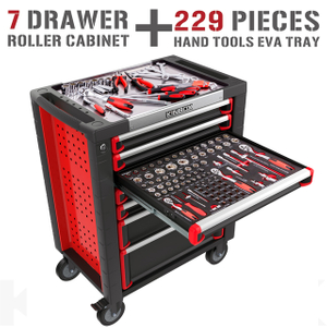 Heavy Duty Classic 7 Drawer Tool Cabinet with 229pcs Tools