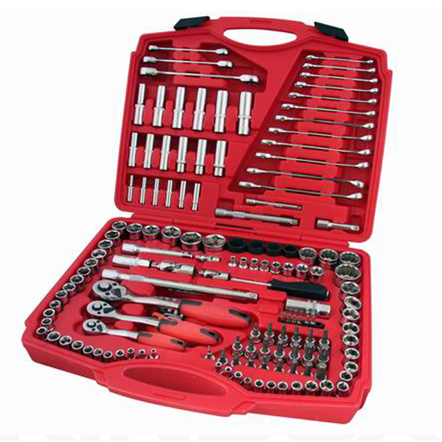 150PCS 1/4"&3/8"&1/2"DR.Socket Wrench Hand Tool Box Set