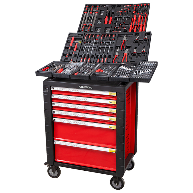 KINBOX 7-Drawer Rolling Tool Cabinet | Multi-Functional Garage Storage Cart with BMC Tray
