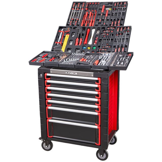 Kinbox 455 Piece BMC Tray Professional Handcart Durable Multifunctional Tool Kit, Upgraded Metal Panel, Supports Customization
