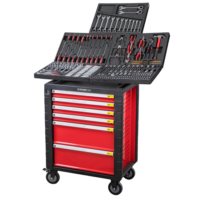 KINBOX 7-Drawer Rolling Tool Cabinet | Multi-Functional Garage Storage Cart with EPS Tray 232-piece set