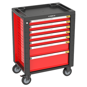 Multi functional storage car with 7-drawer rolling tool cabinet and tools organized by home garage tools